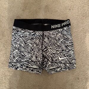 Nike Pro Black & White Compression Shorts Medium